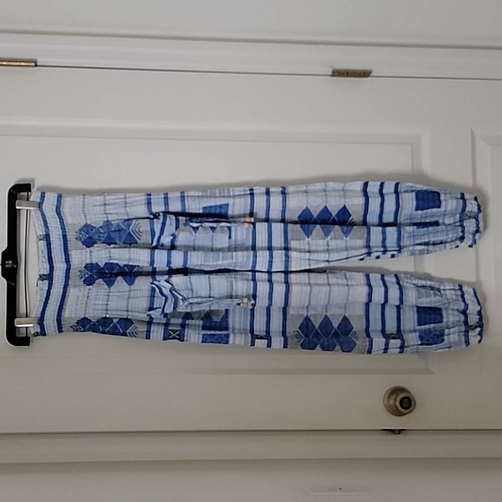 Kirat International Blue & White Patterned Hippie / Harem Pants, Size Unknown